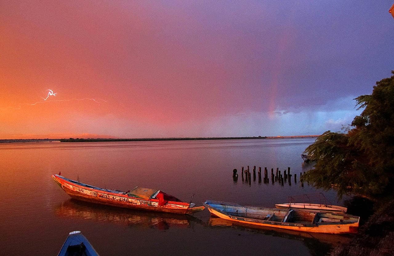 Saison des pluies en Casamance, nature verdoyante et reflets sur l'eau